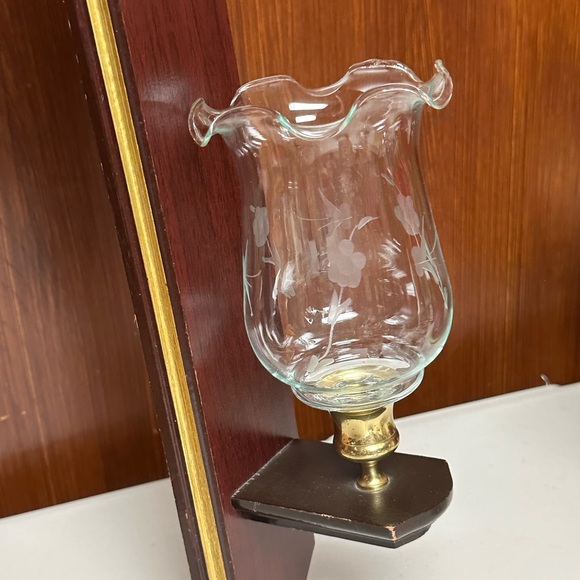 Vintage Glass candleholder cup Butterfly and Blossoms engraved - Picture 11 of 11